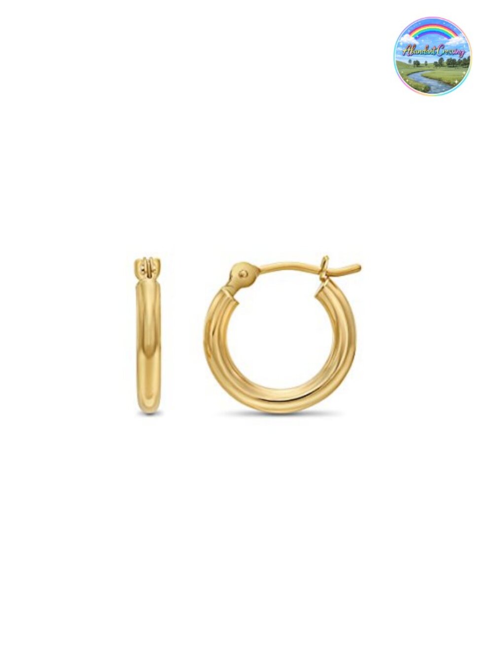 14k Yellow Gold Classic Shiny Polished Round Hoop Earrings 2mm Tube